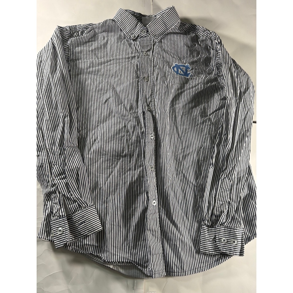 UNC Tar Heels Button Up Shirt‎ Mens Medium Striped Knights Apparel Cotton